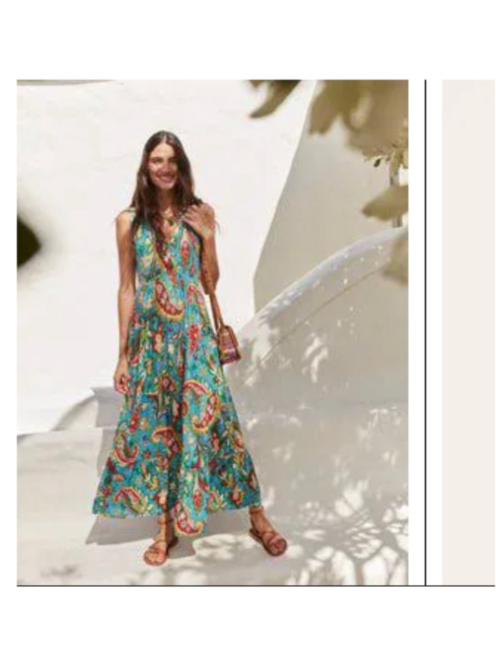 Boden Sylvia Tiered Maxi Dress Size 6 Blue Multi-color Paisley Print